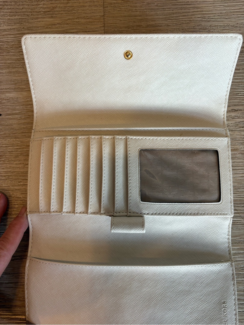 Michael Kors Cream Trifold Wallet with ID Window